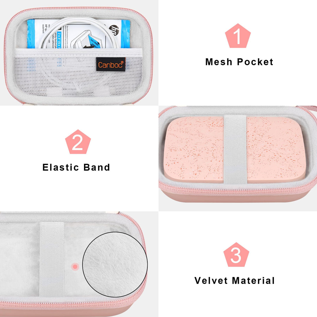 Carrying Case for HP Sprocket 2x3 Instant Smartphone Photo Printer, KODAK Step Wireless Mobile Photo Printer, Lifeprint 2x3 Photo Printer, Mesh Bag fit Photo Paper Cable, Rose Gold