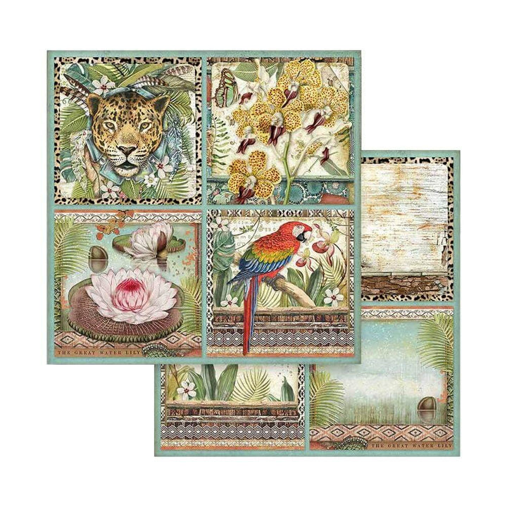 Mini Scrapbooking Pad-Double Sided Sheets-Amazonia, Paper, Wooden, 8 x 8 inches v