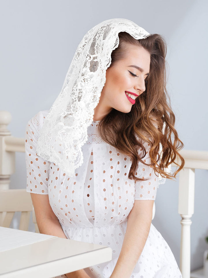 Bencailor 2 Pcs Lace Veils for Church Mantilla Catholic