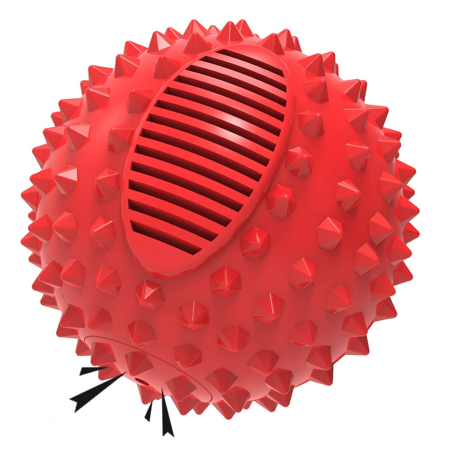 4 Squeaky Dog Balls for Aggressive Chewers, Durable Interactive Dog Chew Toys for Teething, Floatable Indestructible Rubber Spiky Ball, Tough Pet Toys for Small, Medium & Large Breeds