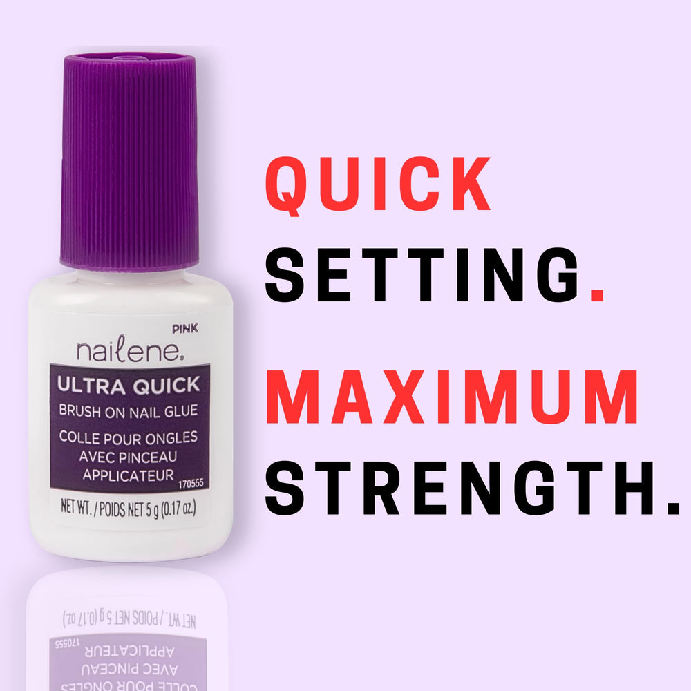 Nailene Ultra Quick Pink Brush On Nail Glue, 0.17 Fl Oz