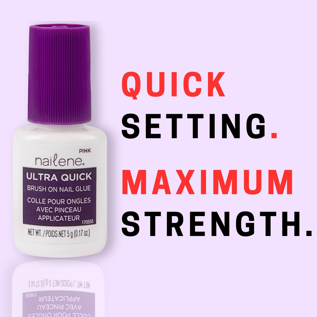 Nailene Ultra Quick Pink Brush On Nail Glue, 0.17 Fl Oz