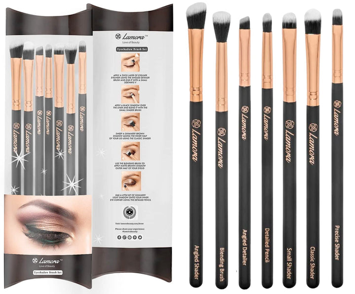 Makeup Eye Brush Set - Eyeshadow Eyeliner Blending - Crease Kit-Best Choice 7 Essential Makeup Brushes - Pencil, Shader, Tapered, Definer, Last Longer, Apply Better Makeup &amp; Make You Look Flawless