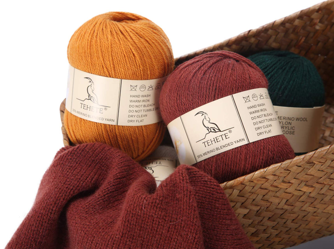TEHETE Merino Wool Yarn for Knitting 3-Ply Soft Crochet