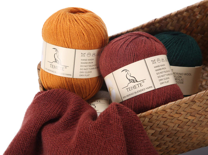TEHETE Merino Wool Yarn for Knitting 3-Ply Soft Crochet