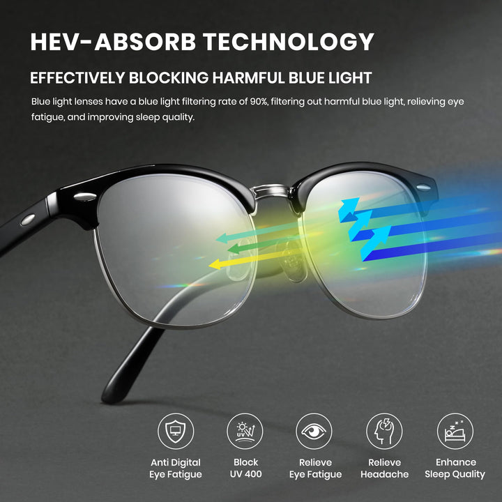 Cyxus Blue Light Glasses Men Retro Semi Rimless Clear B