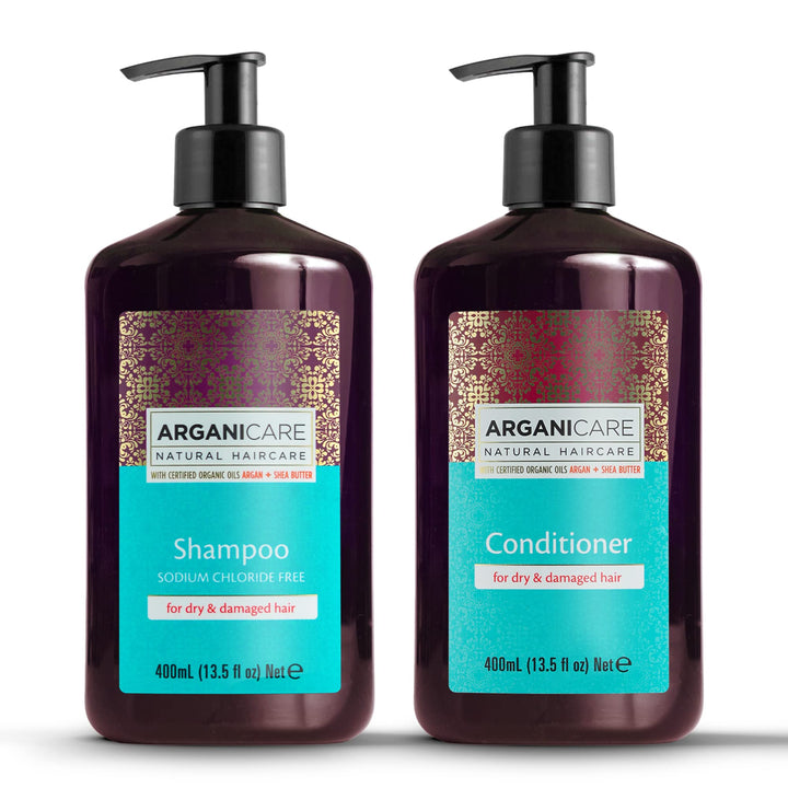 Shampoo And Conditioner For Dry Hair Enriched With Organic Argan Oil And Shea Butter - Value Pack (13.5 Fluid Ounce Each)