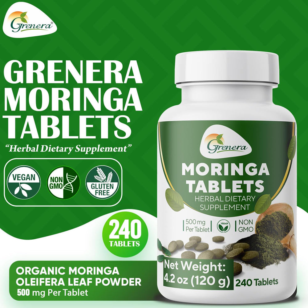 Moringa Tablets 240 nos, Uncoated Malunggay Herbal Supplement, No Chemical Coating, Green Superfood, Lab Tested for Purity