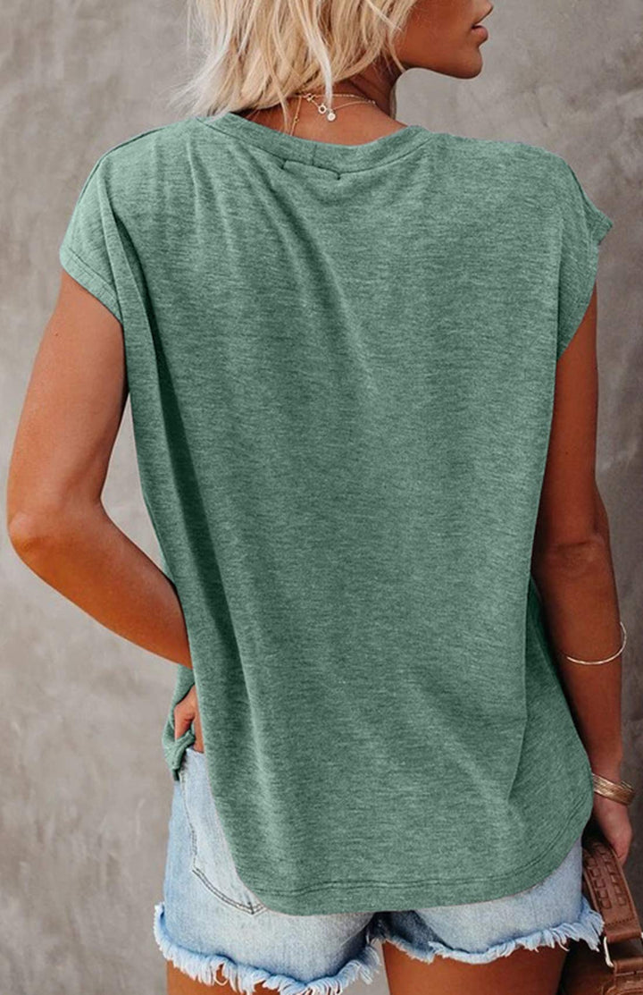 Women&#39;s Short Sleeve Tunic Tops 2023 Basic Loose T Shirts Solid Color Batwing Cap Sleeve Casual Tee Green
