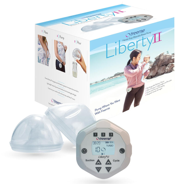 Liberty II Deluxe Hands-Free Wearable Breast Pump System for Discreet Pumping | Quiet Rechargeable Mobile Breast Pump | Ultra-Lightweight in-Bra Cups, 25mm &amp; 28mm Breast Flanges Included