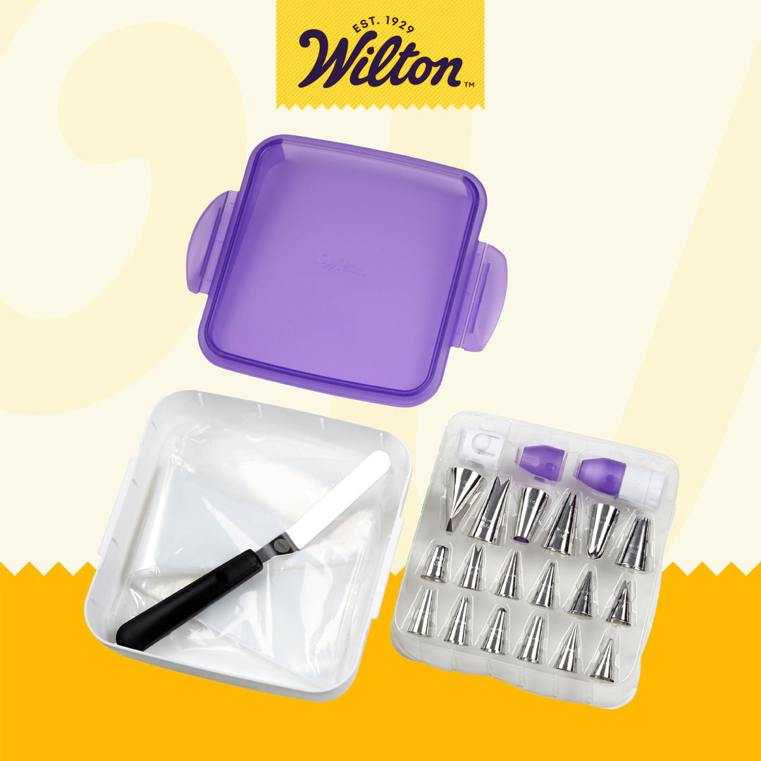 Cake Decorating Supplies Kit - Decorate Treats with Your Organized Decorating Tool Set, Disposable Pastry Bags, Stainless Steel Icing Tips and Spatula, 46-Piece