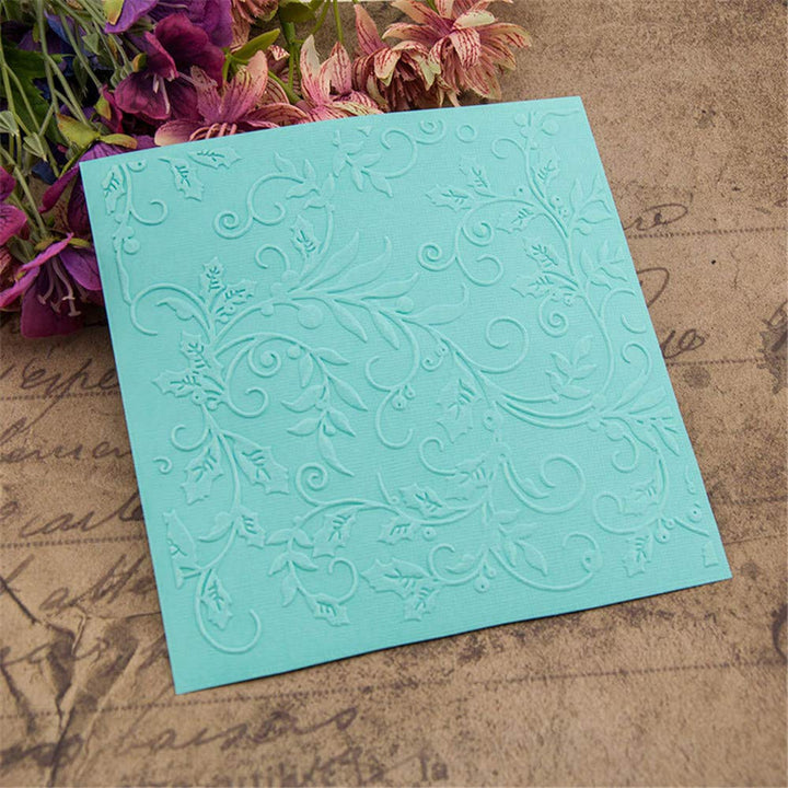 Christmas Berry Beans Branch Leaves Background Plastic Embossing Folders for Card Making Scrapbooking or Paper Crafts