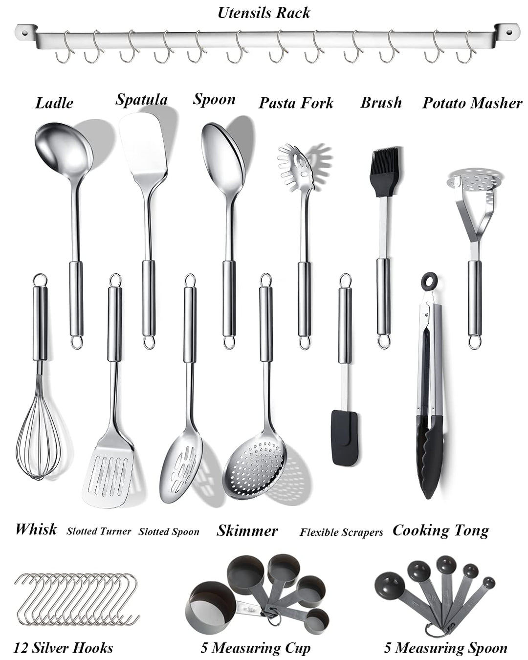 Berglander Rose Gold Handle Kitchen Utensils Set 38 Pie