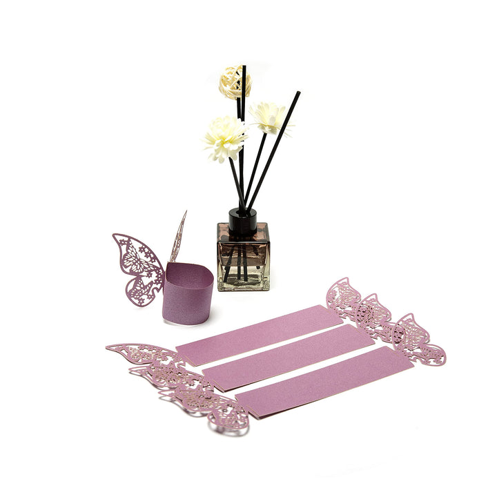 100 Pieces Napkin Rings, 3D Butterfly Paper Napkin Rings for Place Settings, Wedding Receptions, Dinner or Holiday Parties, Family Gatherings, DIY Decoration (Purple)