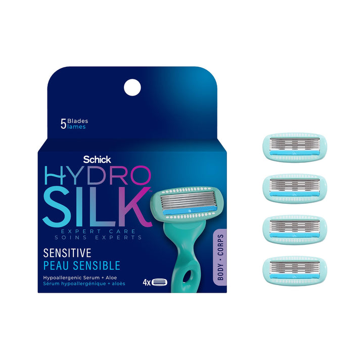 Women&#39;s Razor Blade Refills, Hydro Silk 5 Sensitive Care, 4 Count (Packaging May Vary)
