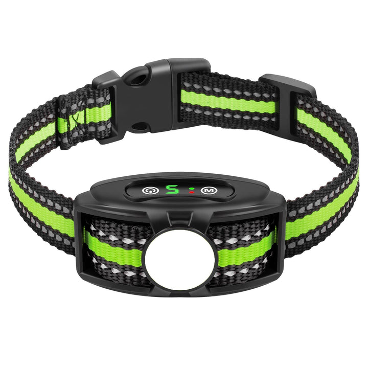 Small Dog Bark Collar 5-15lbs, No Shock, Rechargeable, Waterproof, Adjustable Sensitivity &amp; Intensity, Black/Lime Green