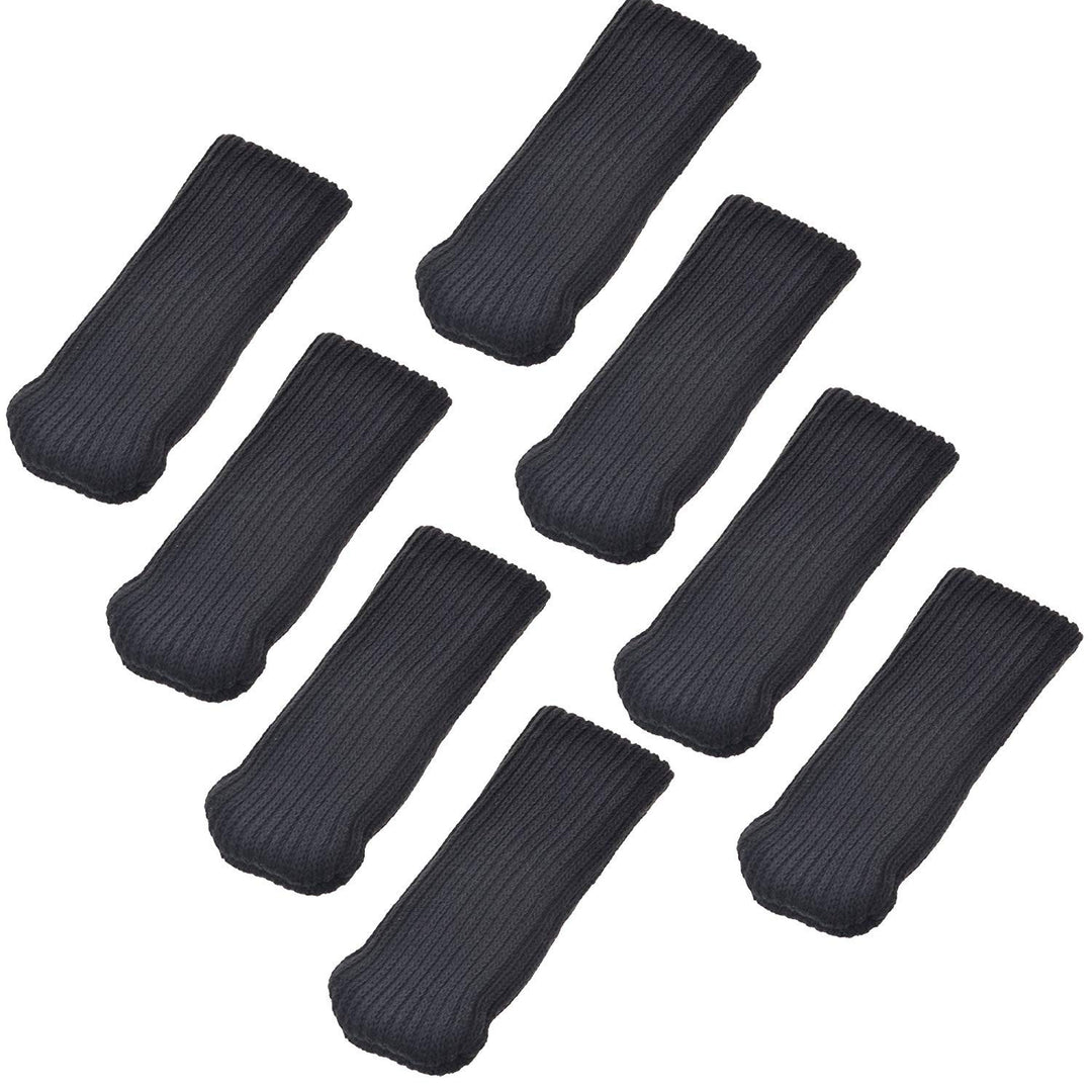 8pcs Black Color Knitting Wool Furniture Socks/Chair Leg Floor Protector (Black)