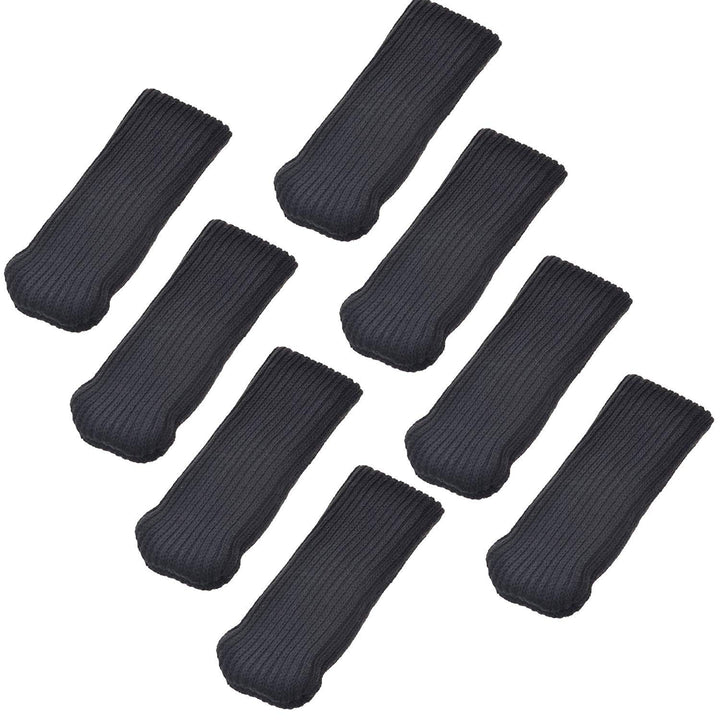 8pcs Black Color Knitting Wool Furniture Socks/Chair Leg Floor Protector (Black)
