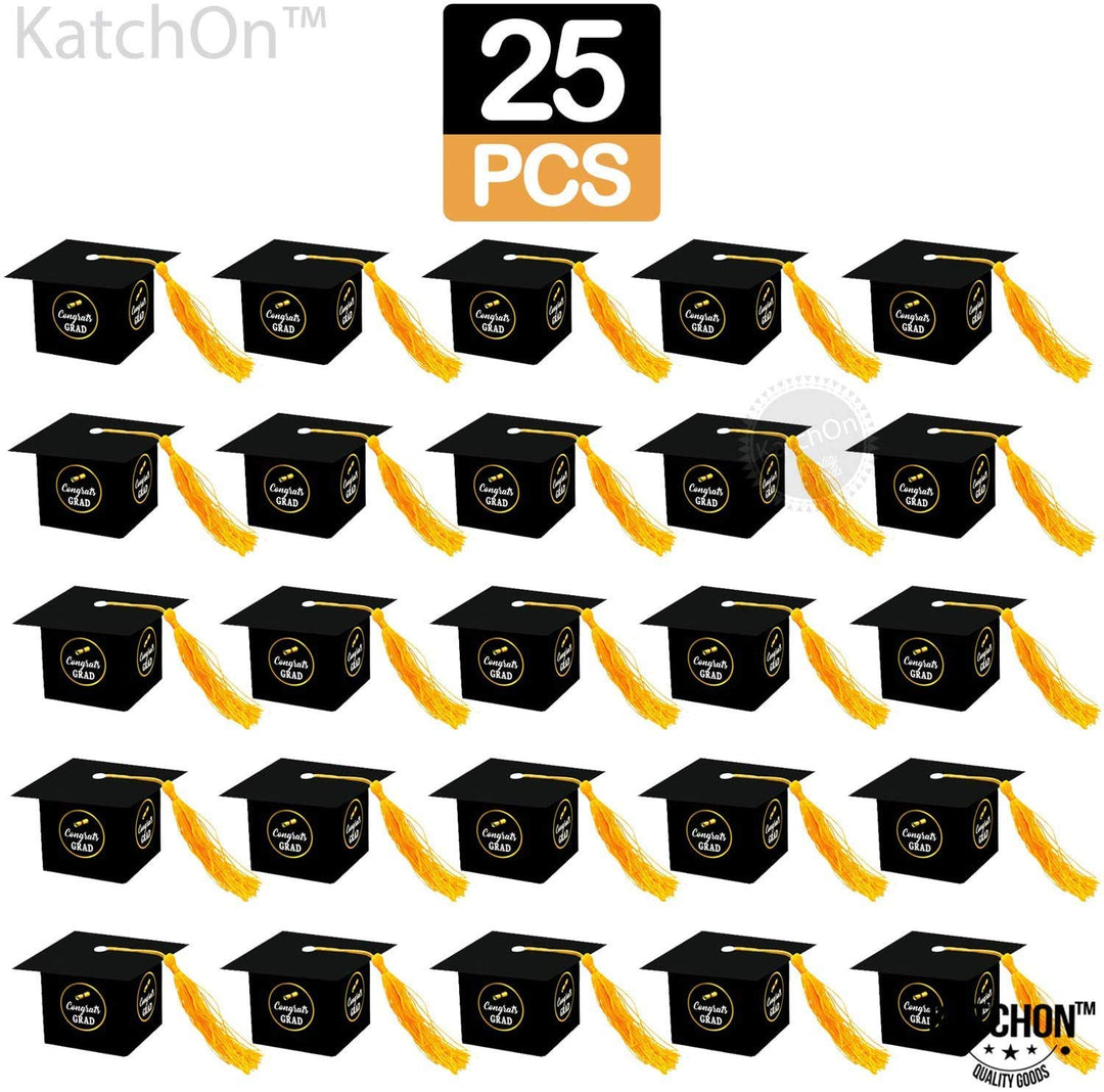 , Congrats Grad Graduation Candy Boxes - Pack of 25, | Black Graduation Gift Boxes for Graduation Decorations Class of 2024 | Graduation Favors 2024, Graduation Card Box for 2024 Grad Party
