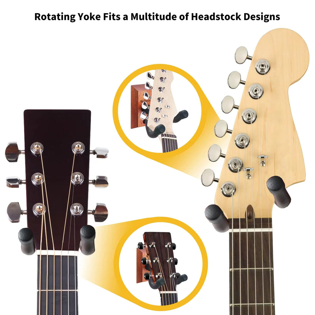 3 Pack Guitar Wall Mount, Wood Guitar Wall Hanger, Guitar Hook, Guitar Accessories for Acoustic Electric Bass Guitar Ukulele Banjo Mandolin