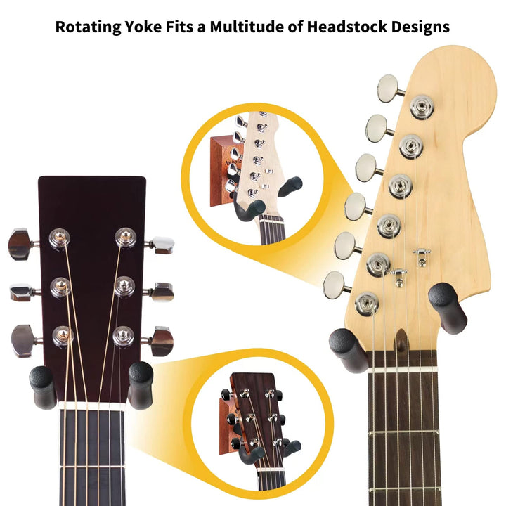 3 Pack Guitar Wall Mount, Wood Guitar Wall Hanger, Guitar Hook, Guitar Accessories for Acoustic Electric Bass Guitar Ukulele Banjo Mandolin