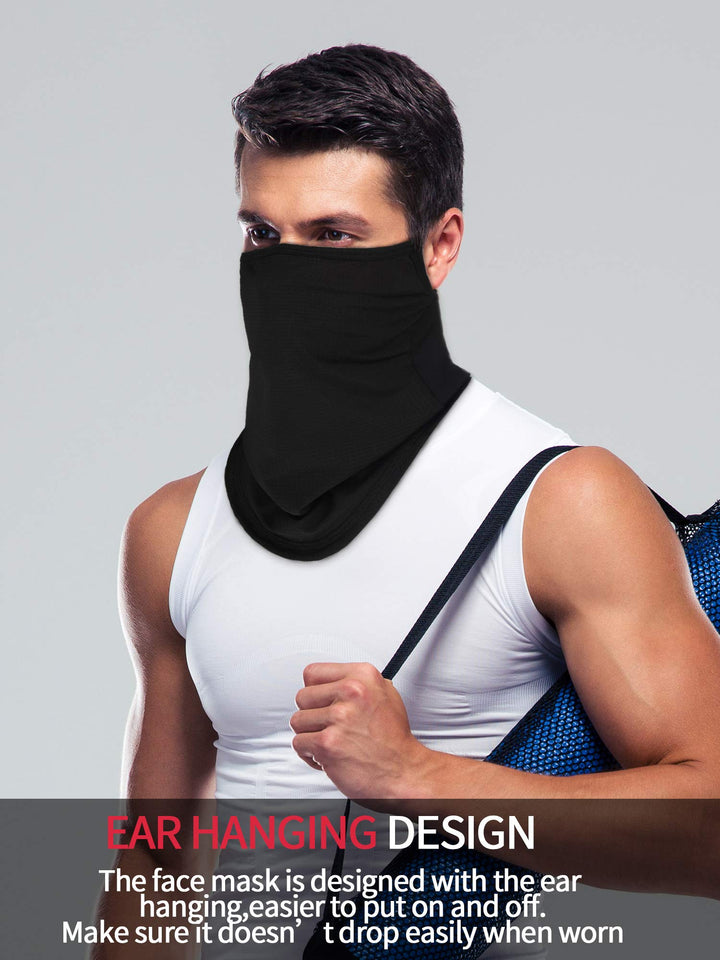 SATINIOR 4 Pcs Neck Gaiter with Ear Loops Neck Covers Bandana Cloth Face Gaiter Mask for Men Women Winter Non Slip Headwear(Black, Grey and Black)