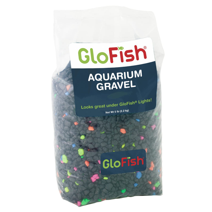 Aquarium Gravel, Fish Tank Gravel, Black With Fluorescent Accents, Compliments Tanks, 5 lb Bag