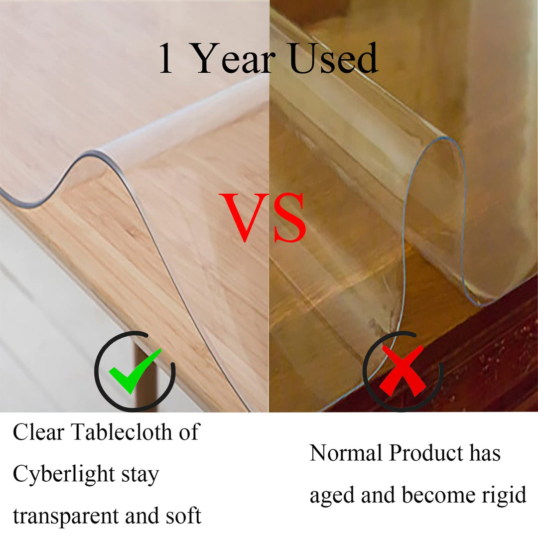 Clear Table Protector Oval 51 in x 70 in Plastic Vinyl Transparent Cloth Waterproof Tablecloth Kitchen Dining Room Furniture Wood Cover Protector
