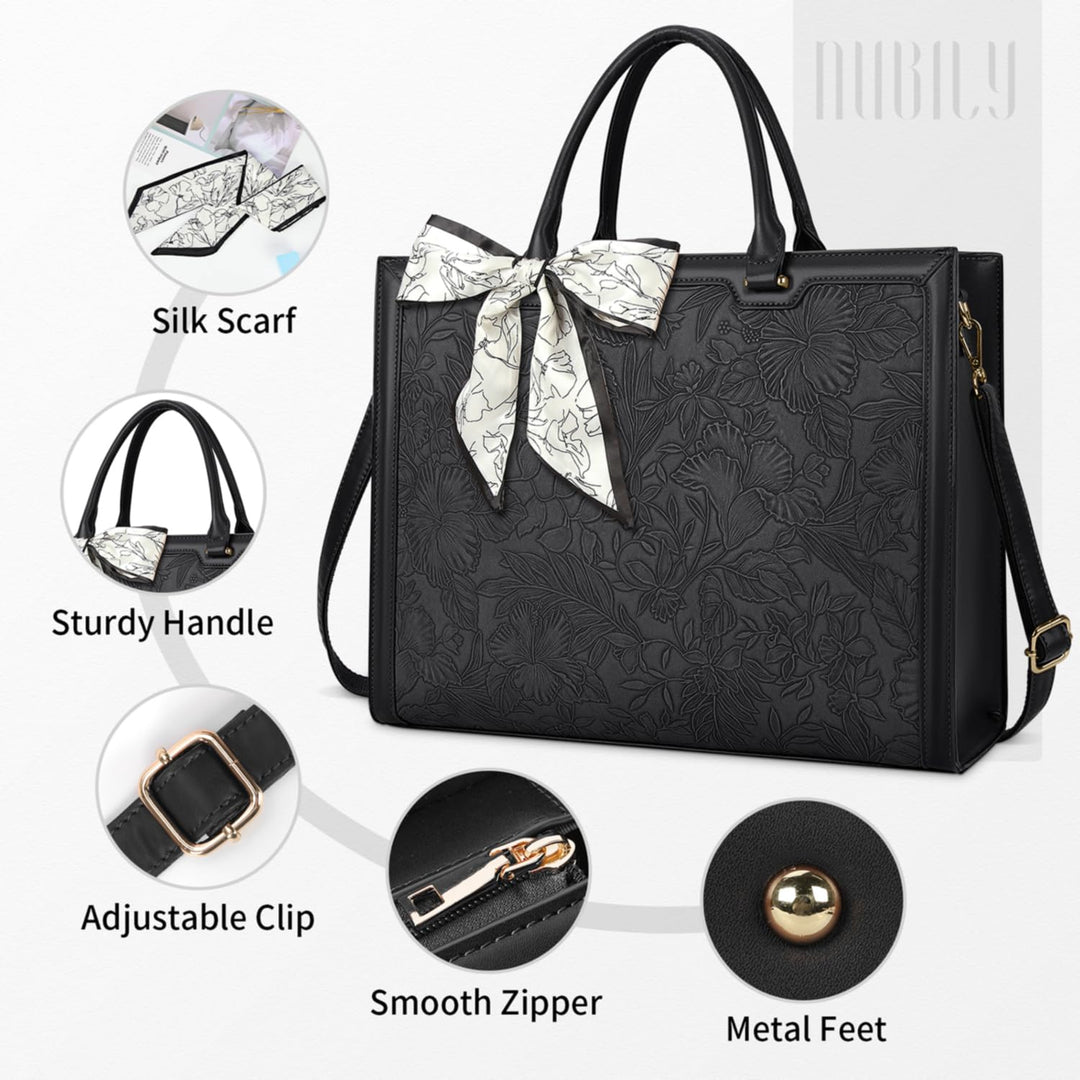 Laptop Bag for Women 15.6 Inch Tote Waterproof Leather 