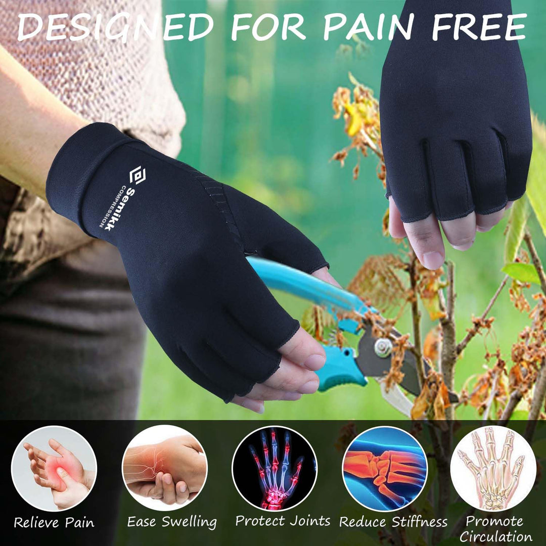 Semikk 2 Pair Compression Gloves for Women Men, Copper 