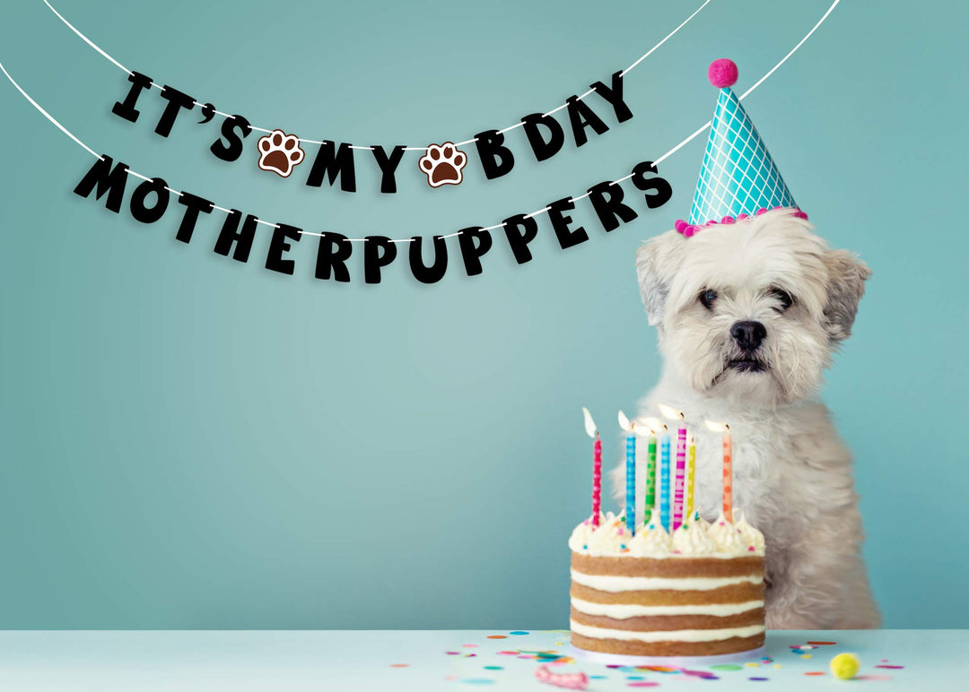 It’s My Bday Motherpuppers, Funny Dog Birthday Banner, Dog Paw Party Bunting Sign, Puppy Dog Pennant Decor