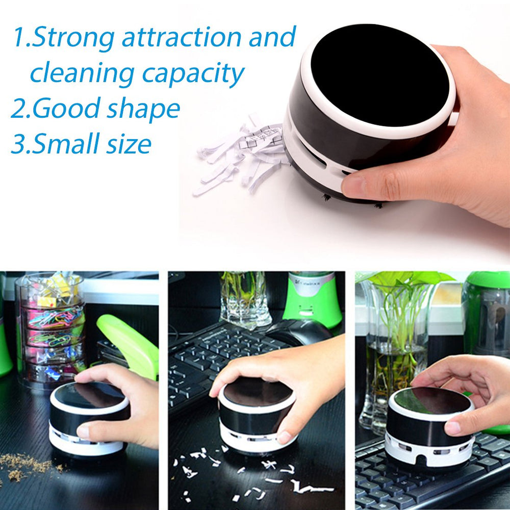 Mini Vacuum Cleaner Portable Desktop Sweeper Handheld Cordless Multifunction Cleaning for Home Office Car (Black) (Type 1 Black)