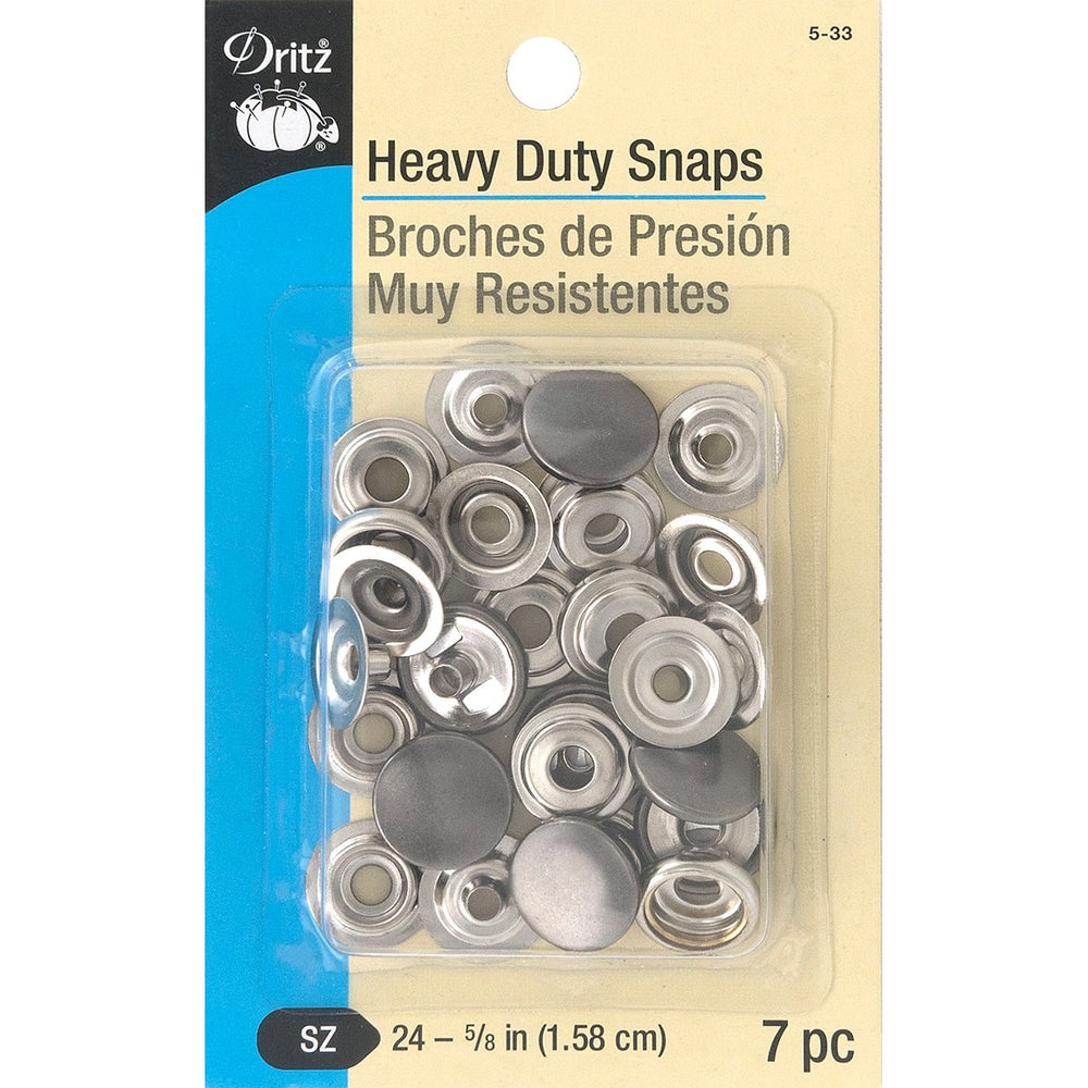 Snaps, Heavy Duty - Gunmetal, Size 24 (5/8) - 7 Ct.
