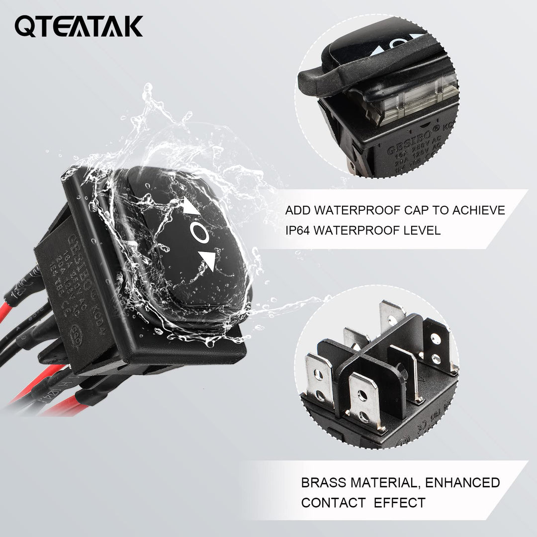 QTEATAK DC 12V 10A 6 Pin 3 Position (ON)-Off-(ON) AC 11