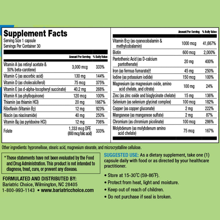 Bariatric Choice Once Daily Bariatric Multivitamin Caps