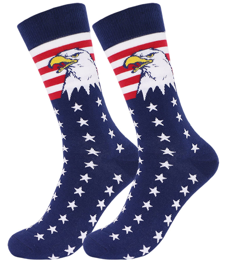 BUENWAZ American Flag Eagle Socks Medium Size for Men, Stars Stripes Patriotic Socks for Fourth of July Independence Day