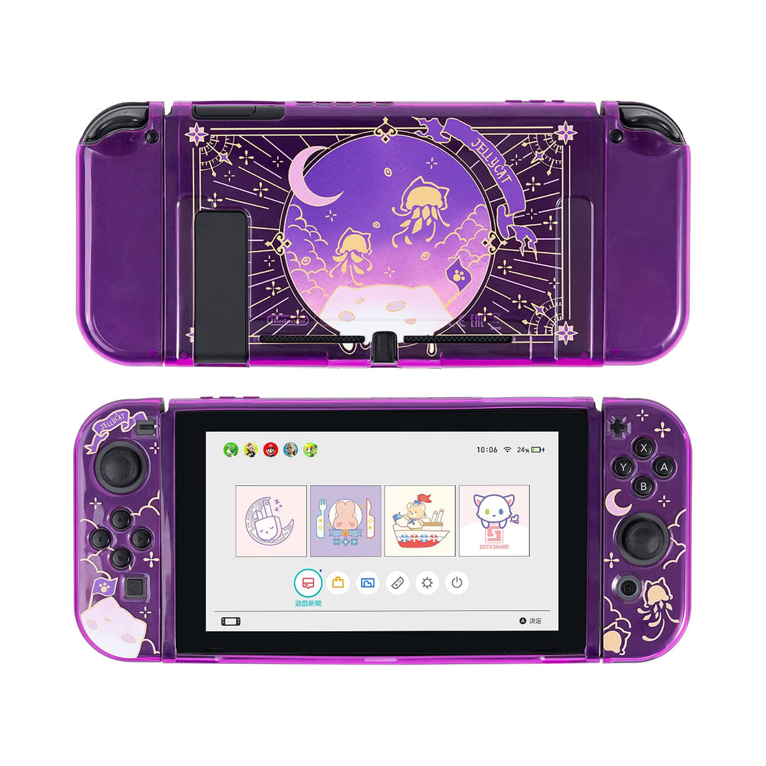 Soft TPU Protective Case Slim Cover Case Compatible with Nintendo Switch and Joy-Con - Shock-Absorption and Anti-Scratch -Jellyfish Cat