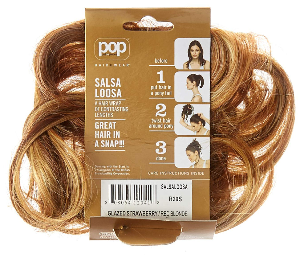 with the Stars Salsaloosa Hair Wrap of Contrasting Lengths Tru2Life Styleable Synthetic Hairpiece R29S Glazed Strawberry
