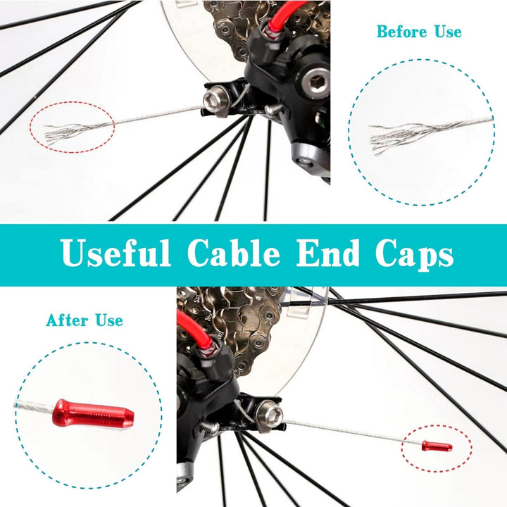 100PCS Bike Brake Cable End Cap Crimps, Cable End Tips for Road Mountain Bicycle, Colorful