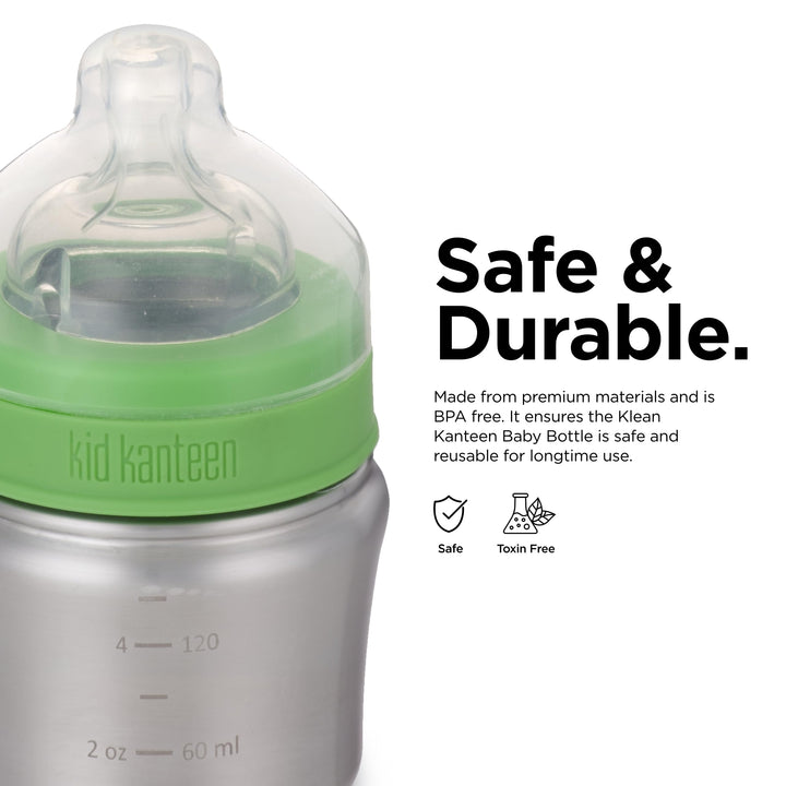 Kid Baby Bottle with Lid, Brushed Stainless, One Size/5 oz