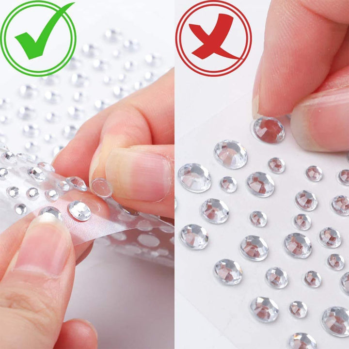 1725pcs Face Gems Rhinestones Stickers, Self Adhesive Face Jewels Stickers, 3/4/5/6 MM Stick on Rhinestones for Face, Hair, Craft, Nail, Clothes, Shoes