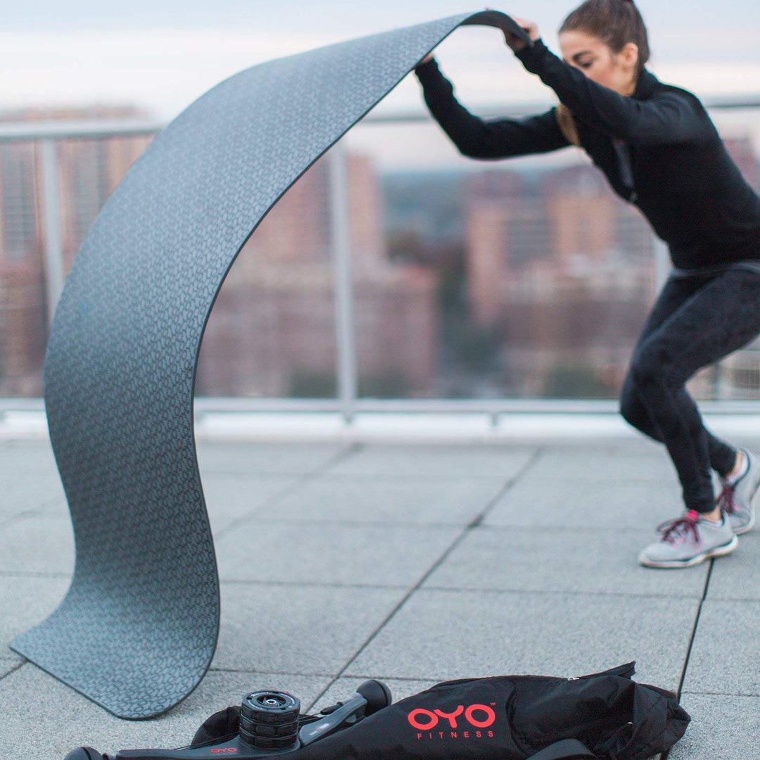 Performance Exercise Mat/Yoga Mat (PVC, Reversible, Two-Tone Grey/Black, Non-Slip, 6mm / 1/4 Inch Thick)