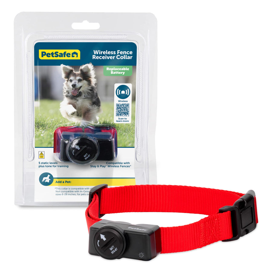 Wireless Pet Containment System Receiver Collar for Dogs, Wireless Dog Collar Waterproof Material, Fits Small, Medium, Large Pets, Electric Fence Receiver Collars (Red and Black)