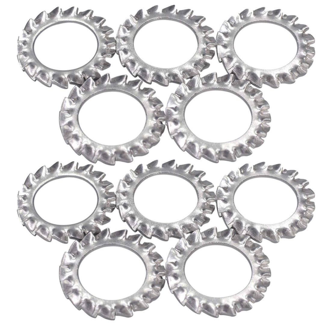 M4 304 Stainless Steel External Tooth Star Lock Washers Silver Tone(100Pcs)
