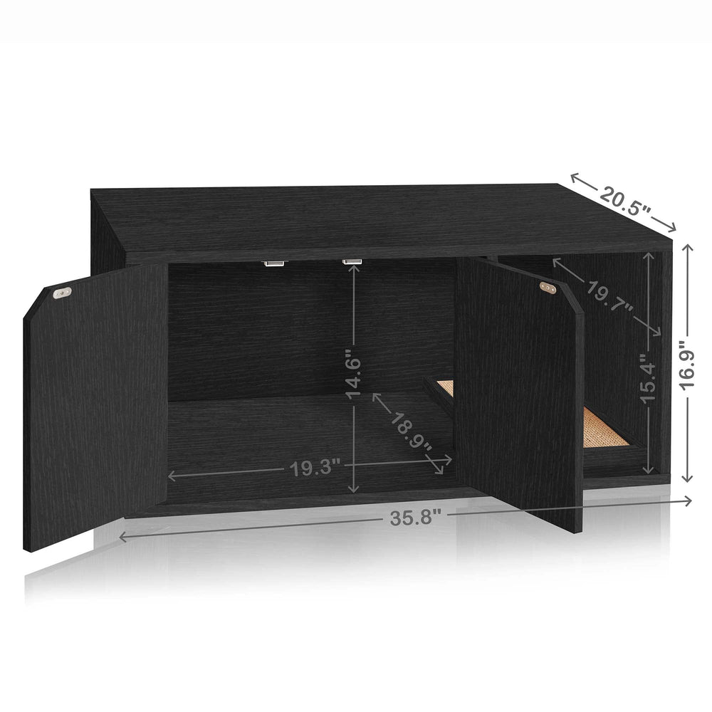 WAY BASICS Cat Litter Box Enclosure Hidden Furniture (Cat Scratch Pad Included)