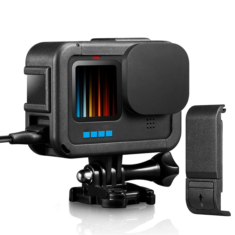 Protective Housing Case Battery Cover Door for GoPro Hero 11 Hero 10 Hero 9 Black Frame with Lens Cap Accessories Kit