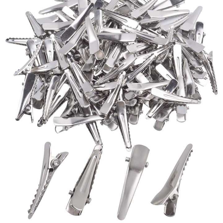 Alligator Hair Clips, 100 Pieces Silver Metal Alligator