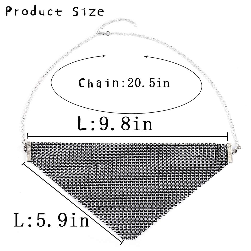 Sparkly Crystal Mesh face Mask Chain Rhinestone Masquerade Face Masks Black Dance Party Nightclub Face Necklace Jewelry for Women and Girls