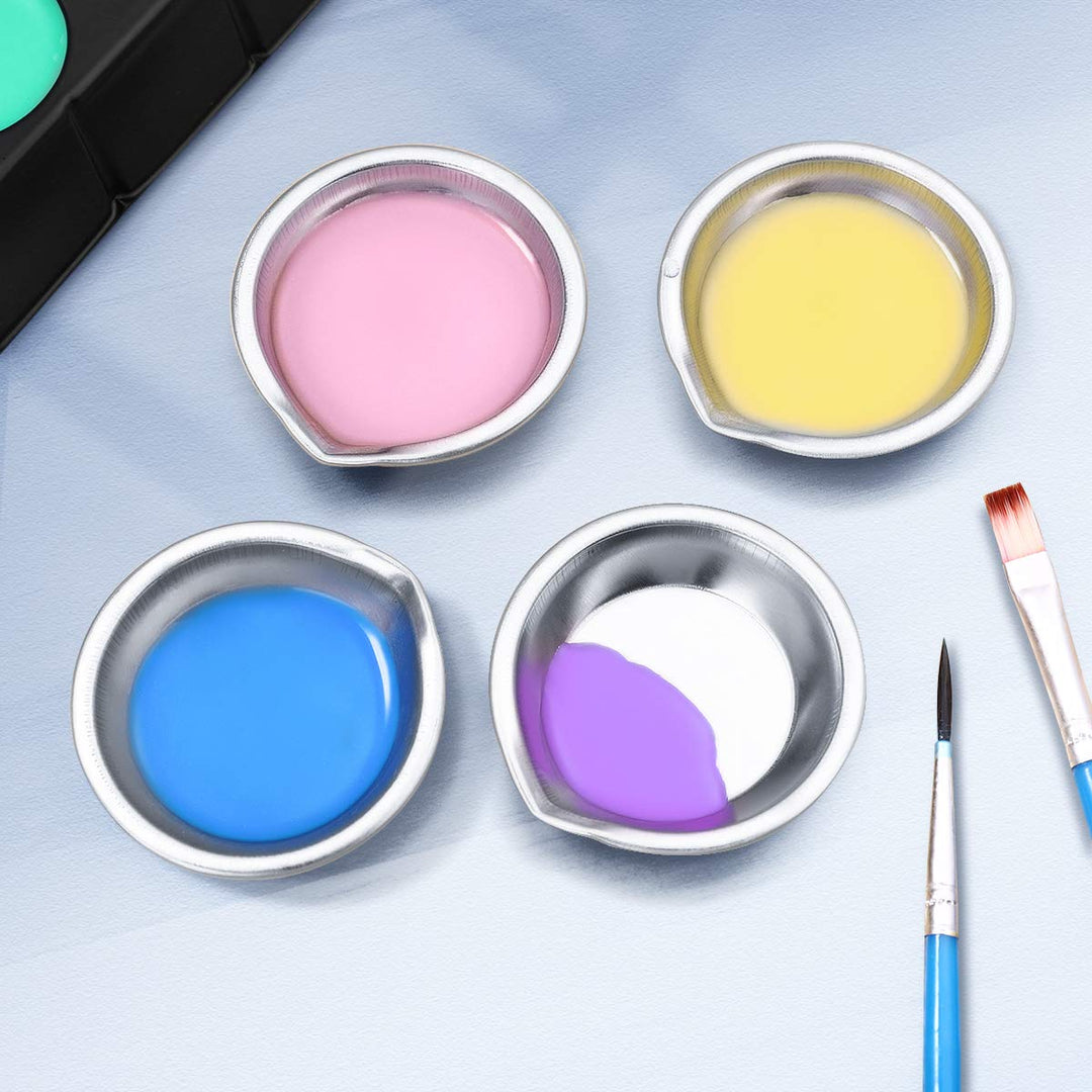 Cabilock 12pcs Paint Palette Stainless Steel Watercolor