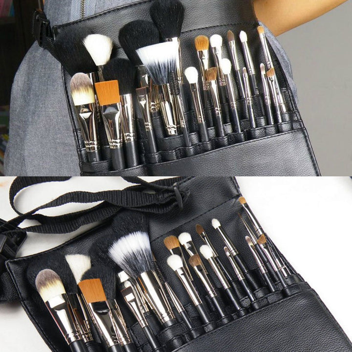 22 Pockets Professional Cosmetic Makeup Brush Bag with Artist Belt Strap for Women (Brush Not Included)